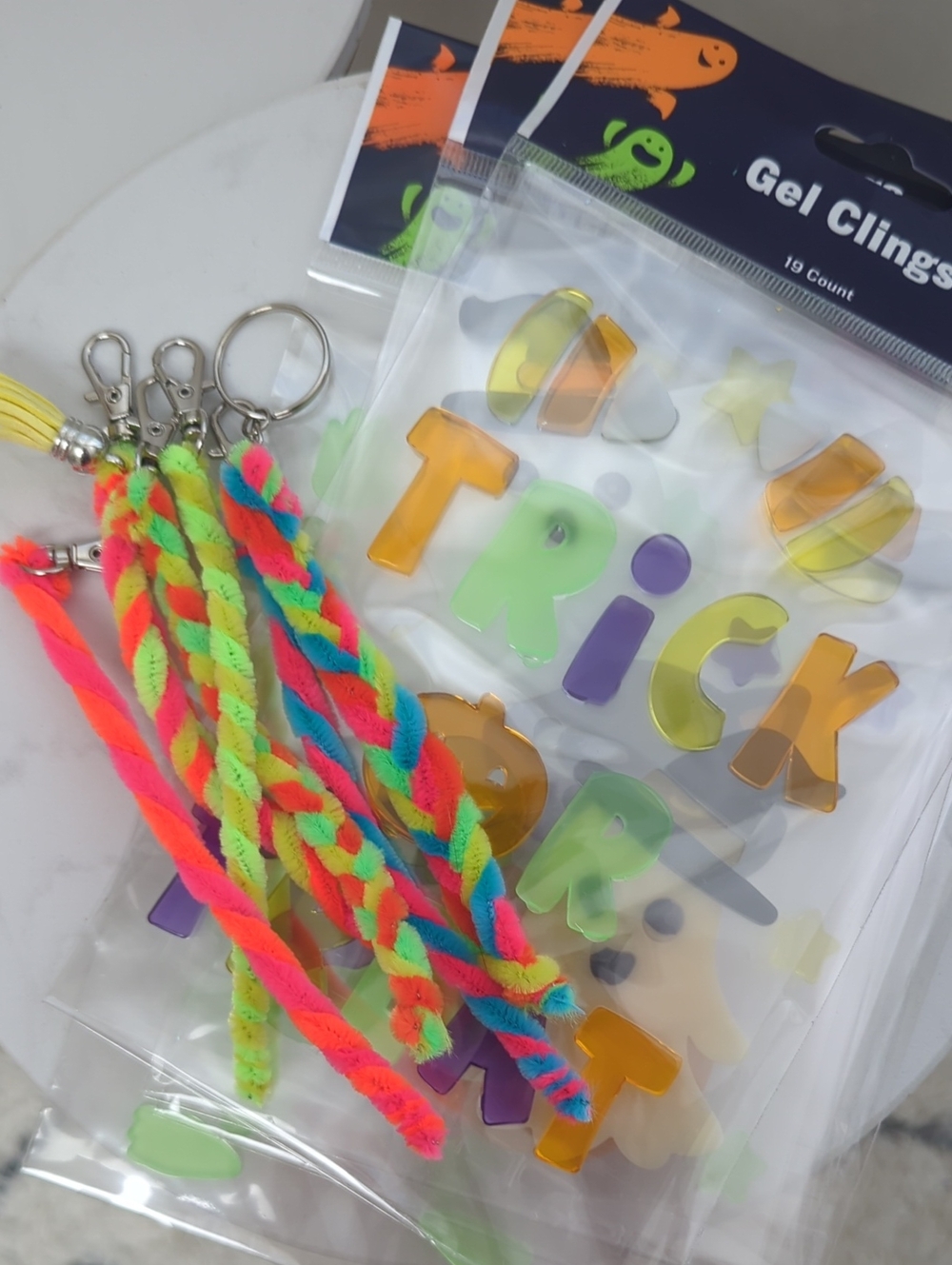 Halloween Neon Keychain And Window Cling Bundle
